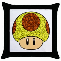 Really Mega Mushroom Black Throw Pillow Case by kramcox