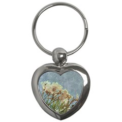 Floral Grunge Vintage Photo Key Chain (heart) by dflcprints