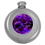 Purple Skulls Goth Storm Hip Flask (Round)