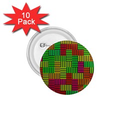 Colorful Stripes And Squares 1 75  Button (10 Pack)  by LalyLauraFLM