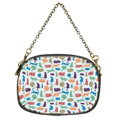 Blue Colorful Cats Silhouettes Pattern Chain Purses (one Side)  by Contest580383