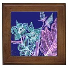 Purple, Pink Aqua Flower Style Framed Tiles by Rokinart