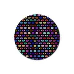 Colorful Round Corner Rectangles Pattern Rubber Coaster (round) by LalyLauraFLM