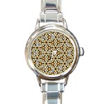 Faux Animal Print Pattern Round Italian Charm Watches Front