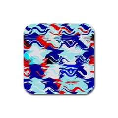 Wavy Chaos Rubber Square Coaster (4 Pack) by LalyLauraFLM