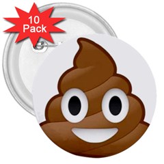 Poop 3  Buttons (10 Pack)  by redcow