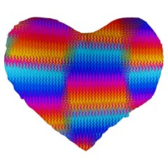 Psychedelic Rainbow Heat Waves Large 19  Premium Flano Heart Shape Cushions by KirstenStar
