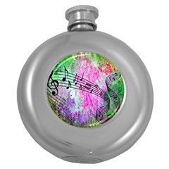 Abstract Music 2 Round Hip Flask (5 Oz)