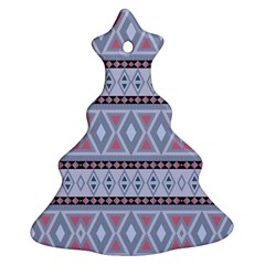 Fancy Tribal Border Pattern Blue Ornament (christmas Tree) by ImpressiveMoments