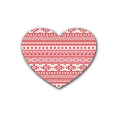 Fancy Tribal Borders Pink Rubber Coaster (heart)  by ImpressiveMoments
