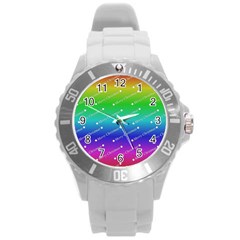 Merry Christmas,text,rainbow Round Plastic Sport Watch (l) by ImpressiveMoments