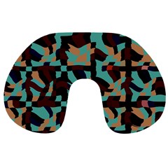 Distorted Shapes In Retro Colors Travel Neck Pillow by LalyLauraFLM