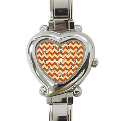 Modern Retro Chevron Patchwork Pattern  Heart Italian Charm Watch by GardenOfOphir