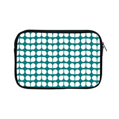 Teal And White Leaf Pattern Apple Ipad Mini Zipper Cases by GardenOfOphir