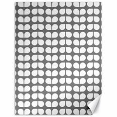 Gray And White Leaf Pattern Canvas 18  X 24   by GardenOfOphir