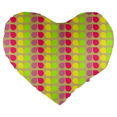 Colorful Leaf Pattern Large 19  Premium Flano Heart Shape Cushions by GardenOfOphir