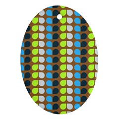 Colorful Leaf Pattern Oval Ornament (two Sides) by GardenOfOphir