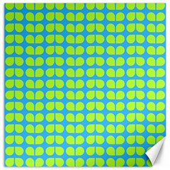 Blue Lime Leaf Pattern Canvas 16  X 16   by GardenOfOphir