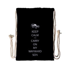 Keep Calm And Carry On My Wayward Son Drawstring Bag (small) by TheFandomWard