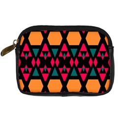 Rhombus And Other Shapes Pattern Digital Camera Leather Case by LalyLauraFLM