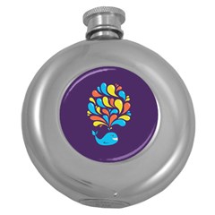 Colorful Happy Whale Round Hip Flask (5 Oz) by CreaturesStore