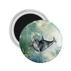 Funny Dswimming Dolphin 2 25  Magnets