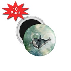 Funny Dswimming Dolphin 1 75  Magnets (10 Pack) 