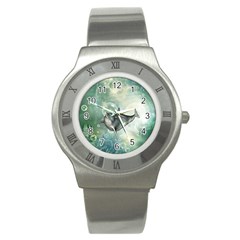 Funny Dswimming Dolphin Stainless Steel Watches by FantasyWorld7