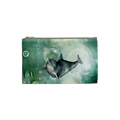 Funny Dswimming Dolphin Cosmetic Bag (small) 