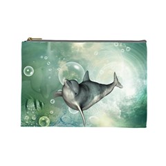 Funny Dswimming Dolphin Cosmetic Bag (large) 