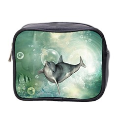 Funny Dswimming Dolphin Mini Toiletries Bag 2-side