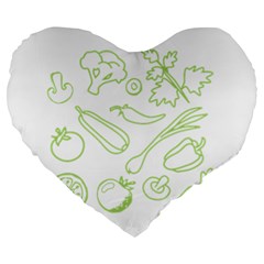Green Vegetables Large 19  Premium Heart Shape Cushions by Famous