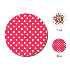 Hot Pink Polka Dots Playing Cards (round)  by GardenOfOphir