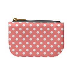 Coral And White Polka Dots Mini Coin Purses by GardenOfOphir