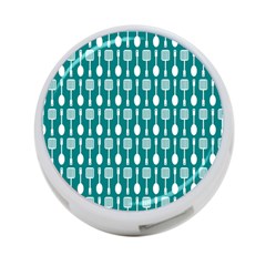 Teal And White Spatula Spoon Pattern 4-port Usb Hub (two Sides)  by GardenOfOphir