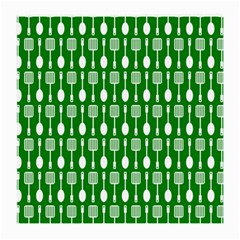 Green And White Kitchen Utensils Pattern Medium Glasses Cloth (2-side) by GardenOfOphir