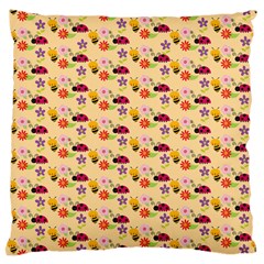 Colorful Ladybug Bess And Flowers Pattern Large Flano Cushion Cases (one Side)  by GardenOfOphir
