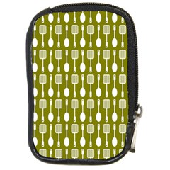 Olive Green Spatula Spoon Pattern Compact Camera Cases by GardenOfOphir