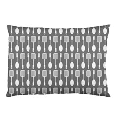 Gray And White Kitchen Utensils Pattern Pillow Cases by GardenOfOphir