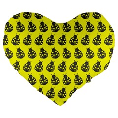 Ladybug Vector Geometric Tile Pattern Large 19  Premium Flano Heart Shape Cushions by GardenOfOphir