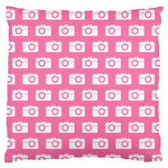 Pink Modern Chic Vector Camera Illustration Pattern Large Flano Cushion Cases (one Side)  by GardenOfOphir