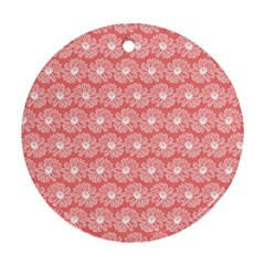 Coral Pink Gerbera Daisy Vector Tile Pattern Ornament (round)  by GardenOfOphir