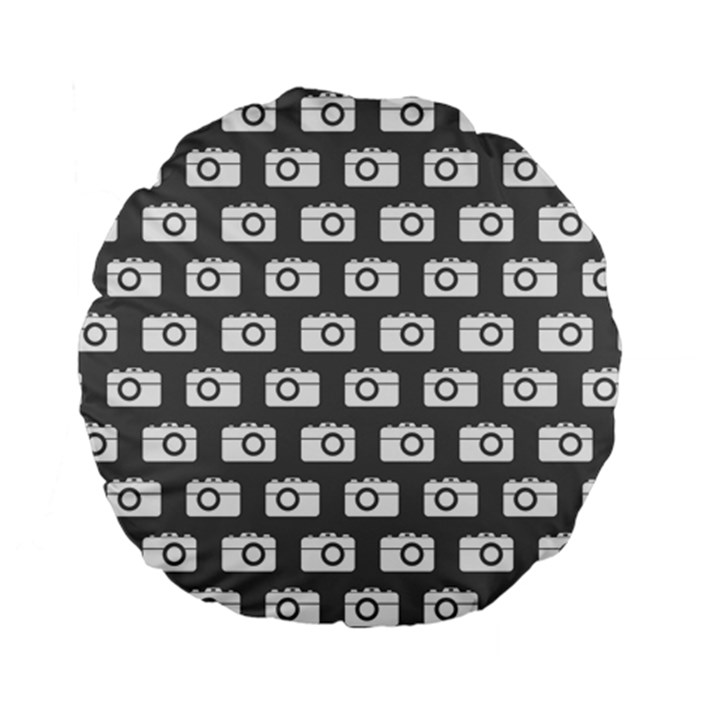 Modern Chic Vector Camera Illustration Pattern Standard 15  Premium Flano Round Cushions
