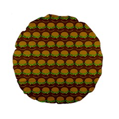 Burger Snadwich Food Tile Pattern Standard 15  Premium Flano Round Cushions by GardenOfOphir