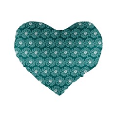 Gerbera Daisy Vector Tile Pattern Standard 16  Premium Flano Heart Shape Cushions by GardenOfOphir