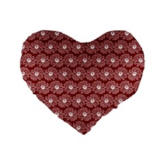 Gerbera Daisy Vector Tile Pattern Standard 16  Premium Flano Heart Shape Cushions by GardenOfOphir