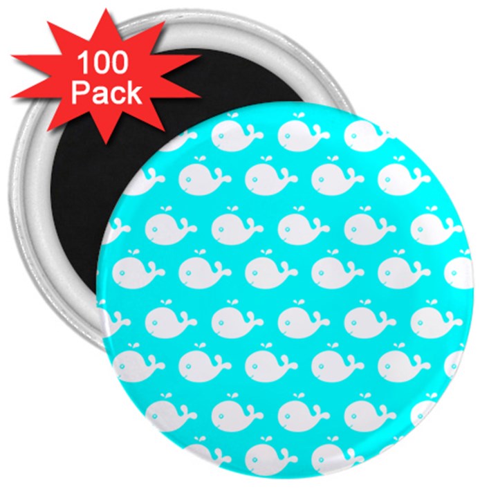Cute Whale Illustration Pattern 3  Magnets (100 pack)