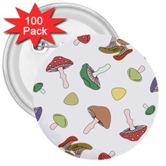 Mushrooms Pattern 02 3  Buttons (100 Pack)  by Famous