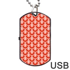 Awesome Retro Pattern Red Dog Tag Usb Flash (two Sides)  by ImpressiveMoments