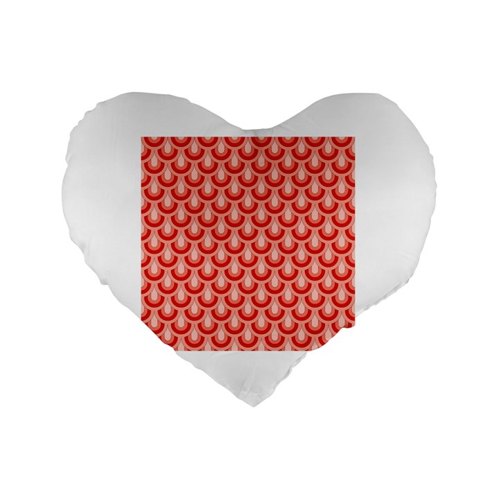 Awesome Retro Pattern Red Standard 16  Premium Flano Heart Shape Cushions